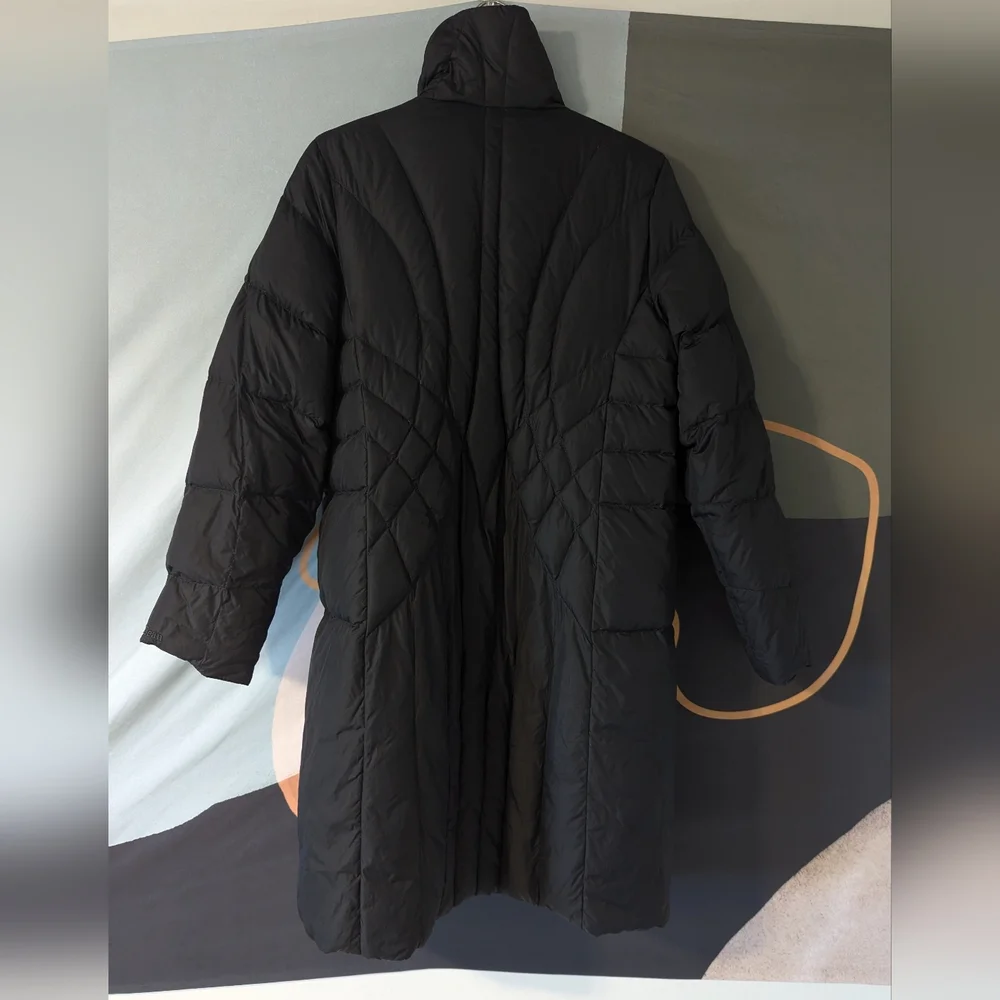 LL Bean Black Goose Down Longline Puffer Jacket - Picture 5 of 5